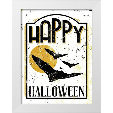 Happy Bat Orange White Modern Wood Framed Art Print by Villa, Milli