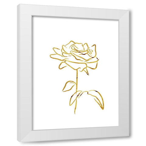 Simple Gold Flowers 1 White Modern Wood Framed Art Print by Villa, Milli