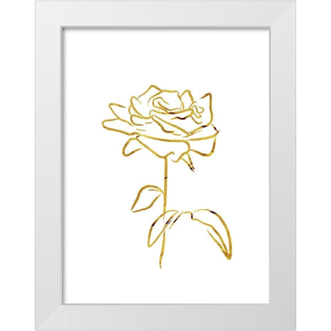 Simple Gold Flowers 1 White Modern Wood Framed Art Print by Villa, Milli