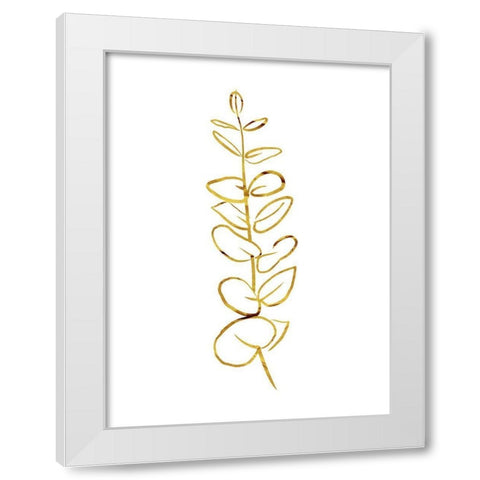 Simple Gold Flowers 3 White Modern Wood Framed Art Print by Villa, Milli