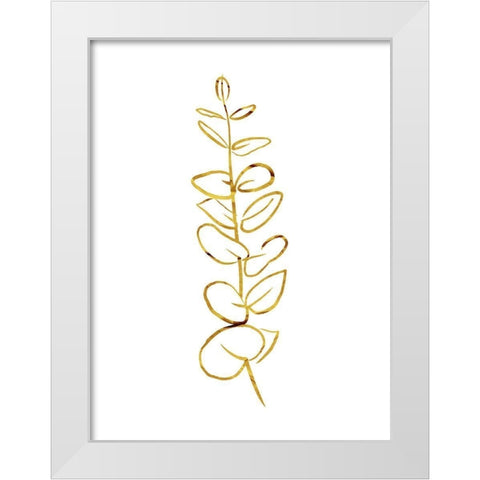 Simple Gold Flowers 3 White Modern Wood Framed Art Print by Villa, Milli