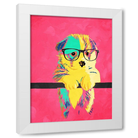 Puppy Vision White Modern Wood Framed Art Print by Villa, Milli