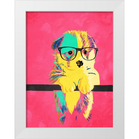 Puppy Vision White Modern Wood Framed Art Print by Villa, Milli