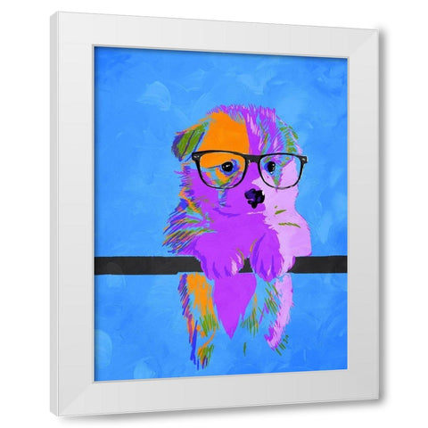 Puppy Vision V2 White Modern Wood Framed Art Print by Villa, Milli