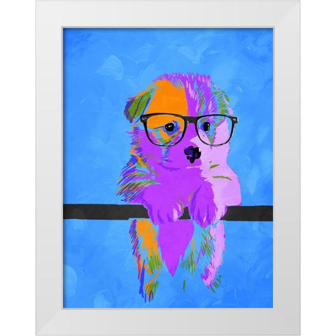 Puppy Vision V2 White Modern Wood Framed Art Print by Villa, Milli