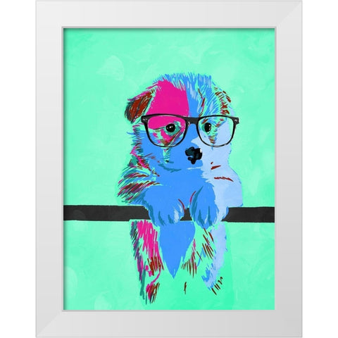 Puppy Vision V3 White Modern Wood Framed Art Print by Villa, Milli