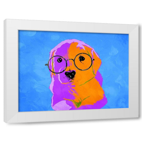 Puppy Eyes V2 White Modern Wood Framed Art Print by Villa, Milli