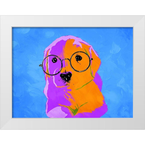 Puppy Eyes V2 White Modern Wood Framed Art Print by Villa, Milli