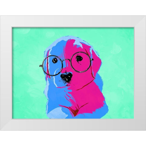 Puppy Eyes V3 White Modern Wood Framed Art Print by Villa, Milli