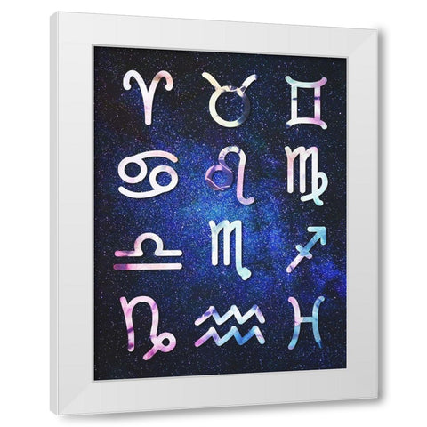 Symbol Zodiac Tie Dye Reverse White Modern Wood Framed Art Print by Villa, Milli