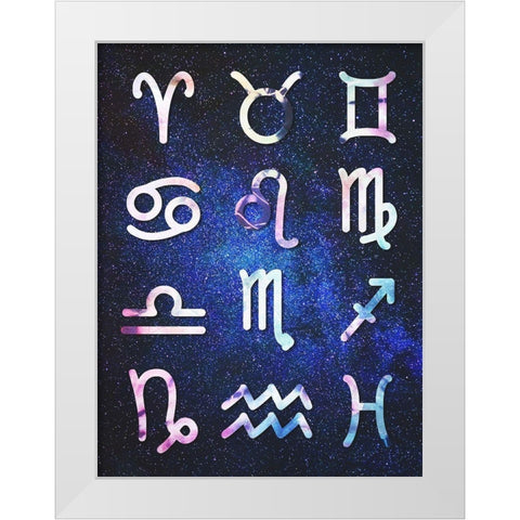 Symbol Zodiac Tie Dye Reverse White Modern Wood Framed Art Print by Villa, Milli