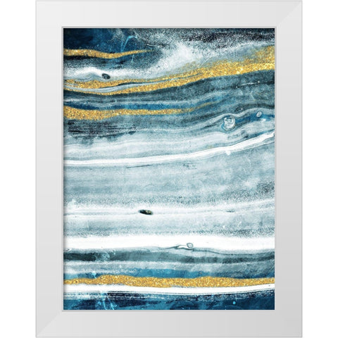 Gold Teal Flow White Modern Wood Framed Art Print by Villa, Milli