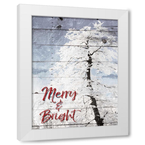 Merry and Bright White Modern Wood Framed Art Print by Villa, Milli