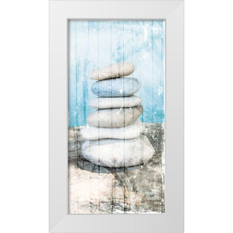 Stacked Rocks At Sea White Modern Wood Framed Art Print by Villa, Milli
