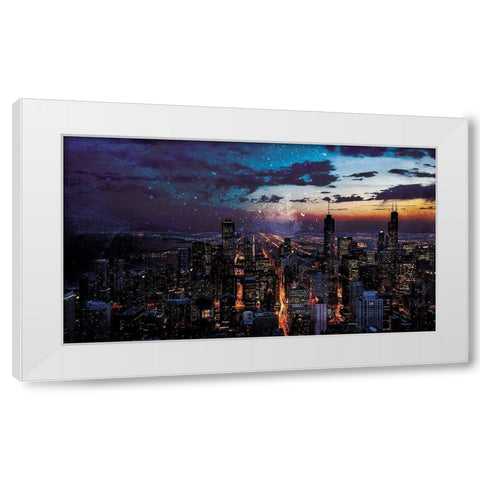 Chicago Skyline White Modern Wood Framed Art Print by Villa, Milli