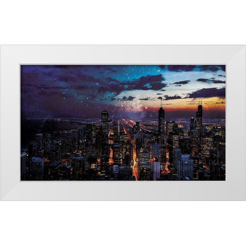 Chicago Skyline White Modern Wood Framed Art Print by Villa, Milli