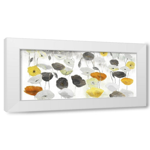 Yellow Grey Poppies White Modern Wood Framed Art Print by Villa, Mlli