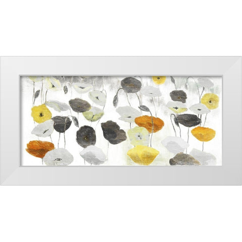 Yellow Grey Poppies White Modern Wood Framed Art Print by Villa, Mlli