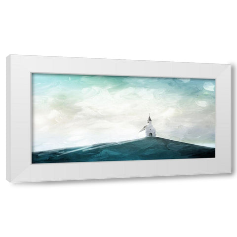Church On A Hill White Modern Wood Framed Art Print by Villa, Mlli