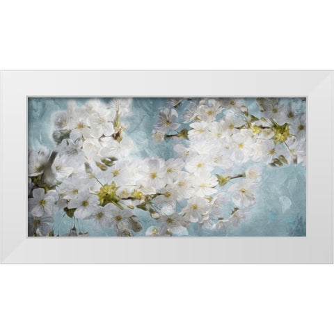 More White Flowers In Blue White Modern Wood Framed Art Print by Villa, Mlli