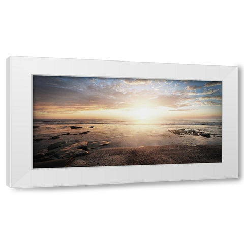 Walk On The Beach White Modern Wood Framed Art Print by Villa, Mlli