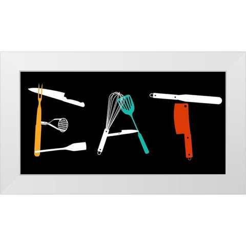 Eat White Modern Wood Framed Art Print by Villa, Mlli