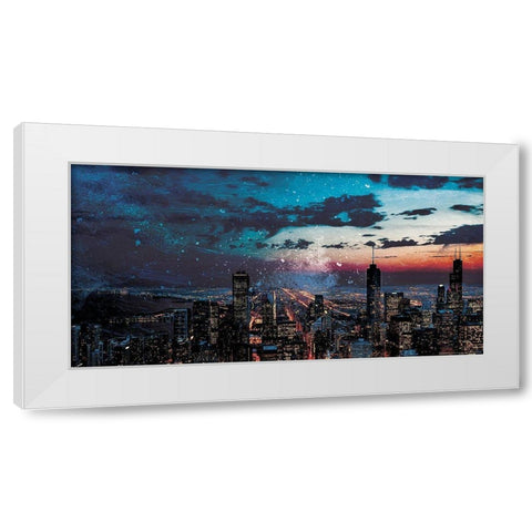 Chicago Skyline Hues White Modern Wood Framed Art Print by Villa, Mlli