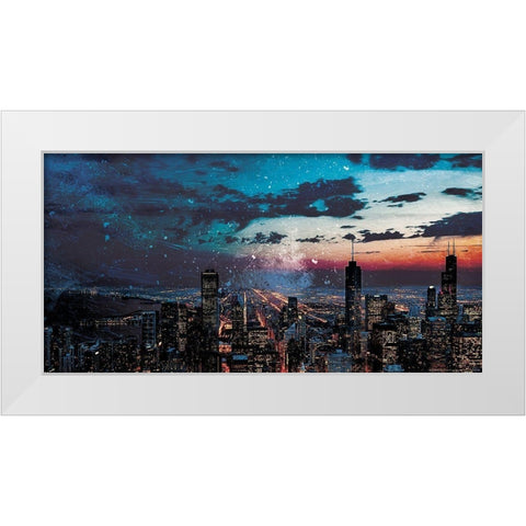 Chicago Skyline Hues White Modern Wood Framed Art Print by Villa, Mlli