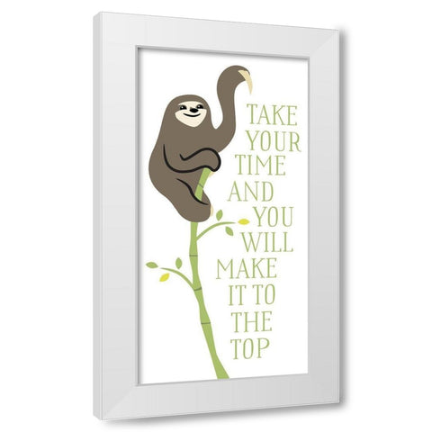 The Top Sloth White Modern Wood Framed Art Print by Villa, Mlli