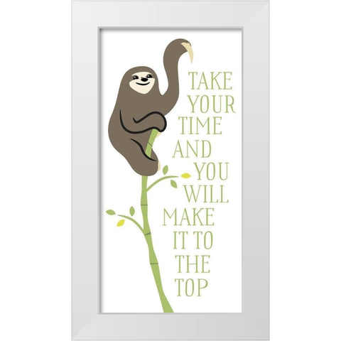 The Top Sloth White Modern Wood Framed Art Print by Villa, Mlli