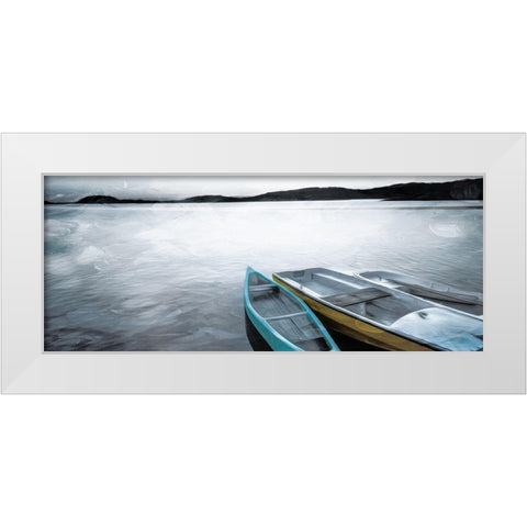 Three Boats White Modern Wood Framed Art Print by Villa, Mlli