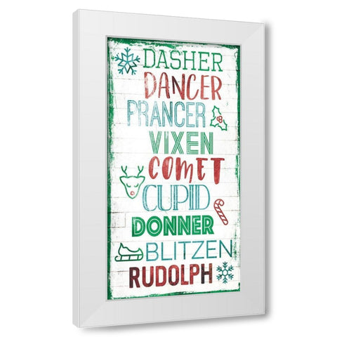 Reindeer Names White Modern Wood Framed Art Print by Villa, Mlli