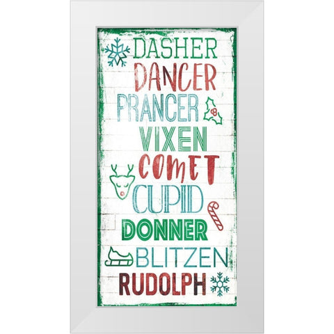Reindeer Names White Modern Wood Framed Art Print by Villa, Mlli