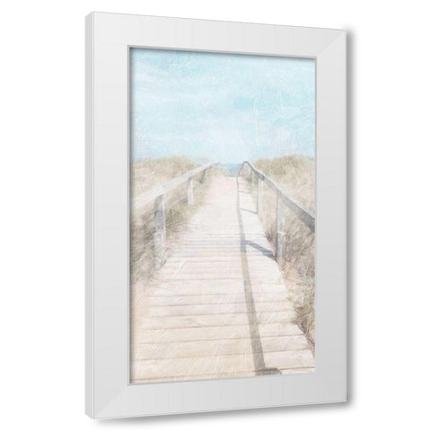 Lets Walk To The Beach White Modern Wood Framed Art Print by Villa, Mlli