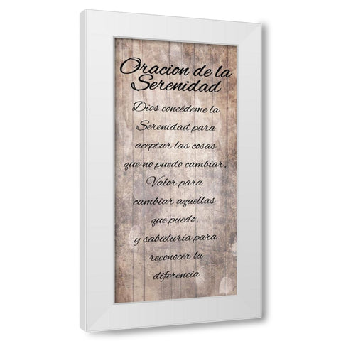 Oracion De La Serenidad White Modern Wood Framed Art Print by Villa, Mlli