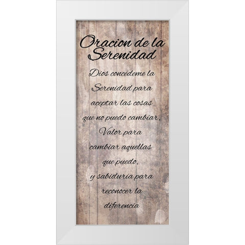 Oracion De La Serenidad White Modern Wood Framed Art Print by Villa, Mlli