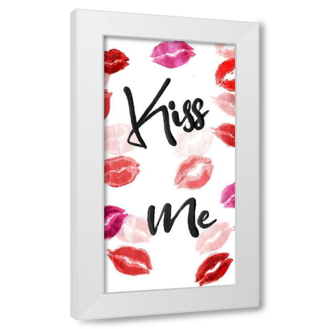 Kiss Me White Modern Wood Framed Art Print by Villa, Mlli
