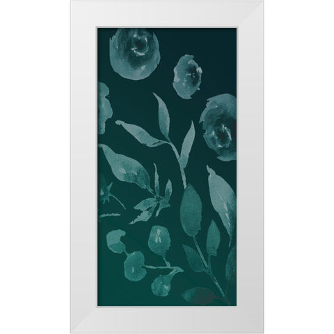 Teal Florals In The Wind White Modern Wood Framed Art Print by Villa, Milli