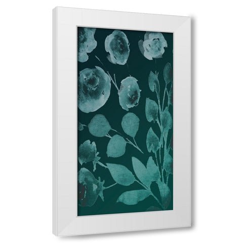 Teals Florals In The Wind 2 White Modern Wood Framed Art Print by Villa, Milli