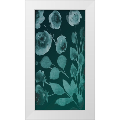Teals Florals In The Wind 2 White Modern Wood Framed Art Print by Villa, Milli