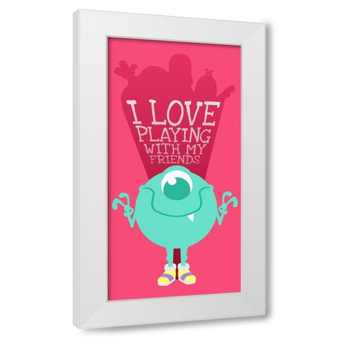 I Love Playing With My Friends White Modern Wood Framed Art Print by Villa, Milli