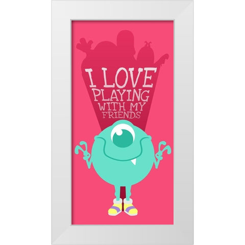 I Love Playing With My Friends White Modern Wood Framed Art Print by Villa, Milli