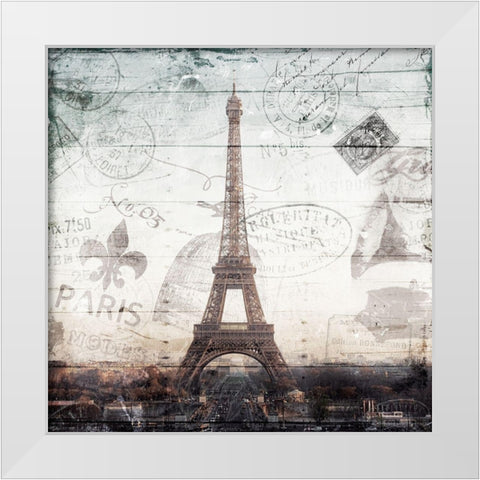 Postcard From Paris White Modern Wood Framed Art Print by Villa, Mlli