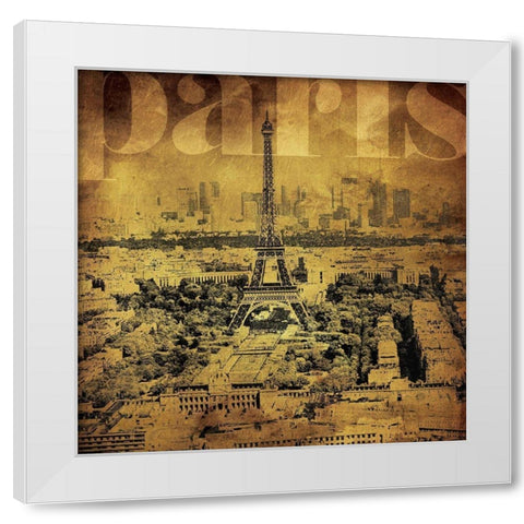Golden Paris White Modern Wood Framed Art Print by Villa, Mlli