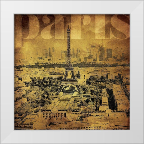 Golden Paris White Modern Wood Framed Art Print by Villa, Mlli