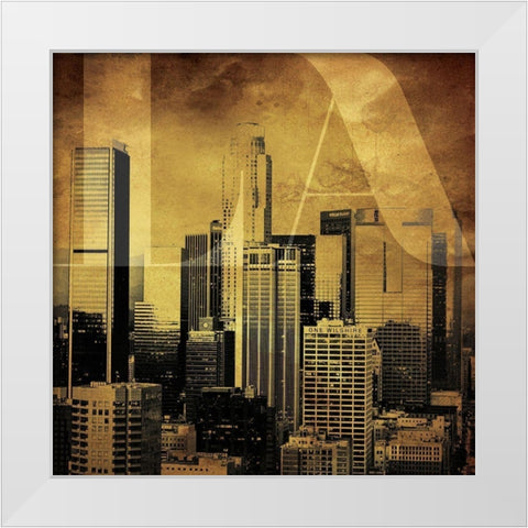 Golden LA White Modern Wood Framed Art Print by Villa, Mlli
