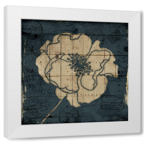 Traveled Blue Flower White Modern Wood Framed Art Print by Villa, Mlli