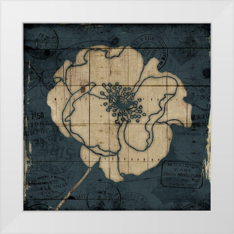 Traveled Blue Flower White Modern Wood Framed Art Print by Villa, Mlli