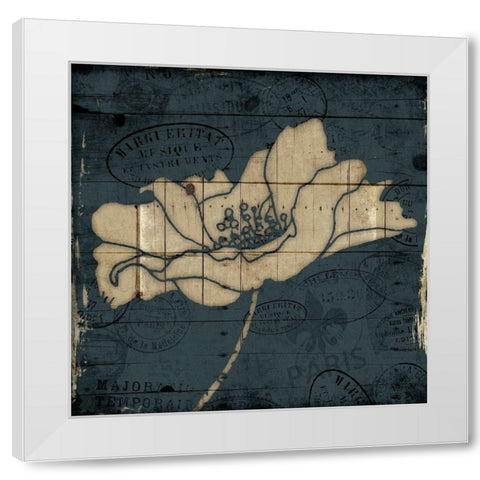 Traveled Blue Flower Mate White Modern Wood Framed Art Print by Villa, Mlli