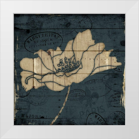 Traveled Blue Flower Mate White Modern Wood Framed Art Print by Villa, Mlli